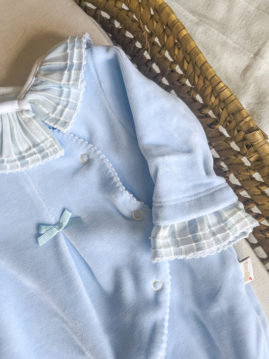 Babygrow de veludo bebé azul