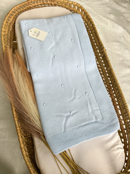 Manta de malha azul para bebé personalizável com nome