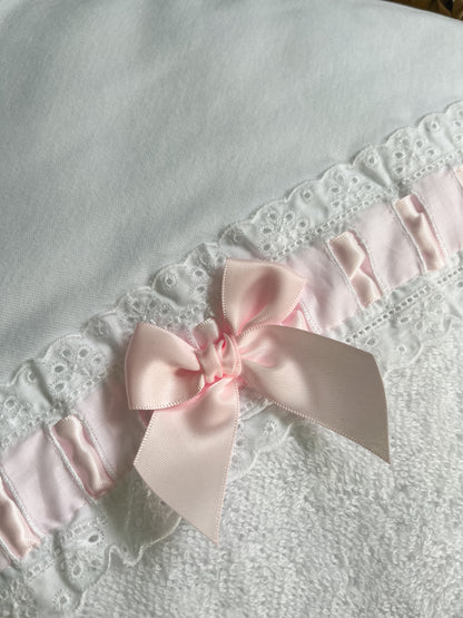 Toalha de banho bebé rosa personalizável com nome
