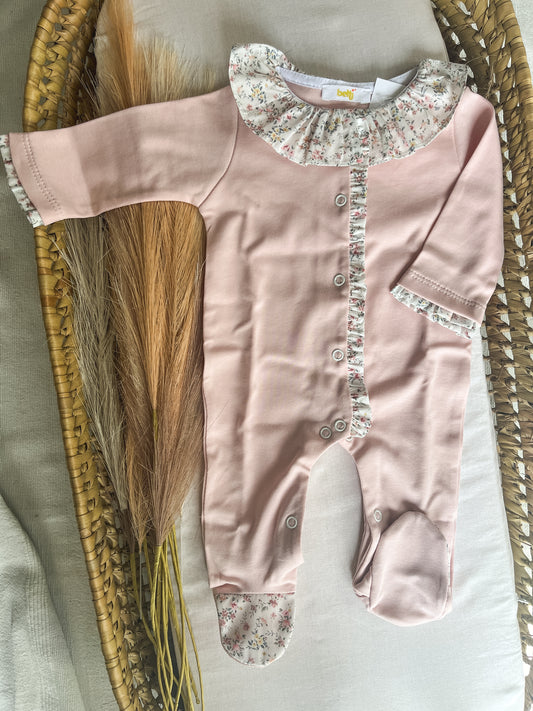 Babygrow de algodão bebé rosa