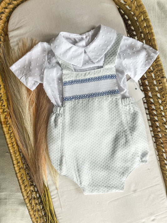 Conjunto de fofo/jardineira com blusa bebé menino