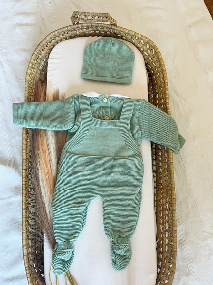 Conjunto de malha 3 peças bebé verde