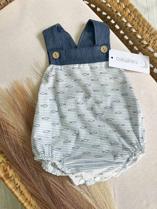 Fofo/jardineira bebé azul verão