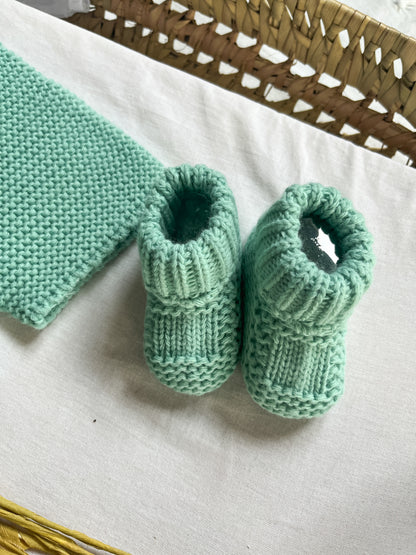 Conjunto de malha de 3 peças bebé verde água