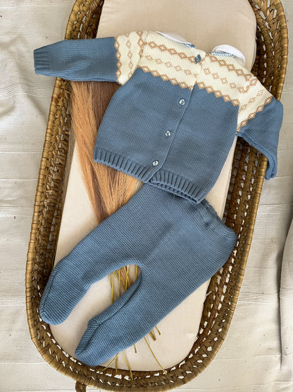 Conjunto de malha 2 peças bebé azul