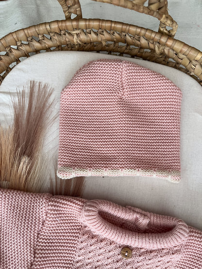 Conjunto de malha 3 peças bebé rosa