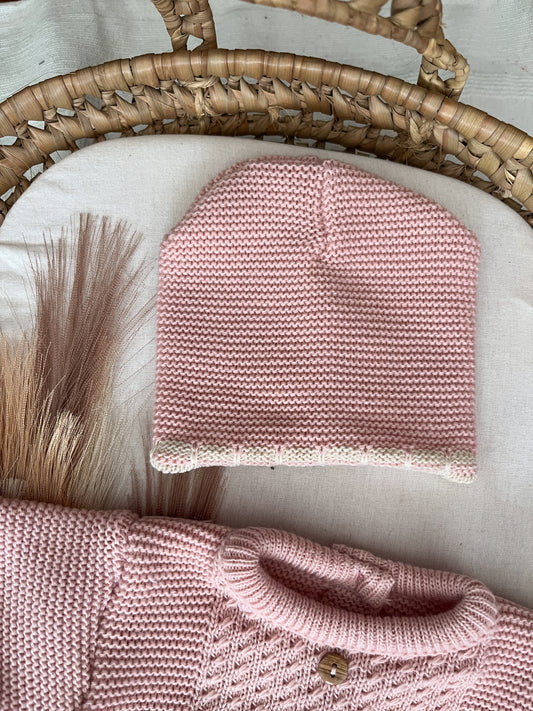 Conjunto de malha 3 peças bebé rosa