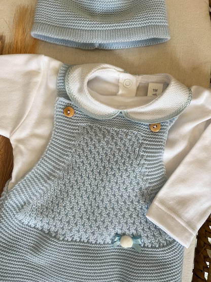 Conjunto de malha 3 peças bebé azul