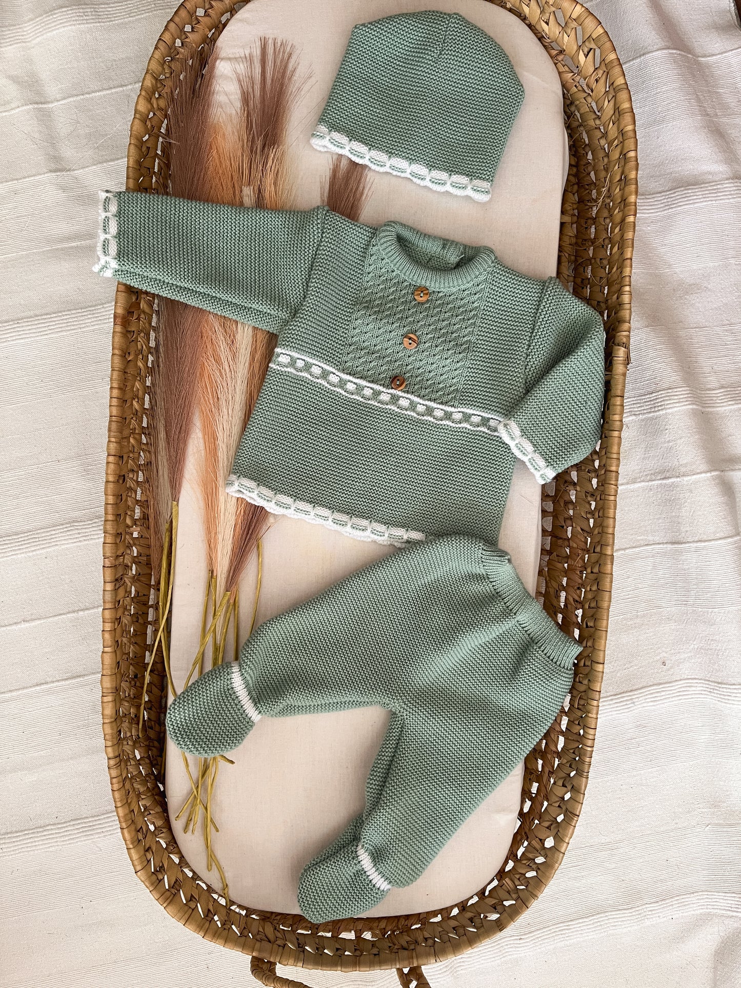 Conjunto de malha 3 peças bebé verde