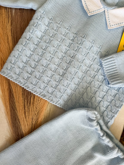 Conjunto de malha 2 peças bebé azul