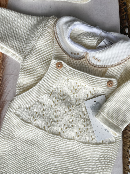 Conjunto de malha bebé 3 peças branco