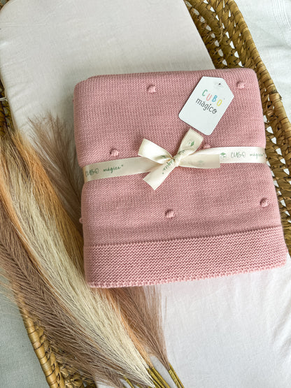 Manta de malha rosa velho para bebé personalizável com nome