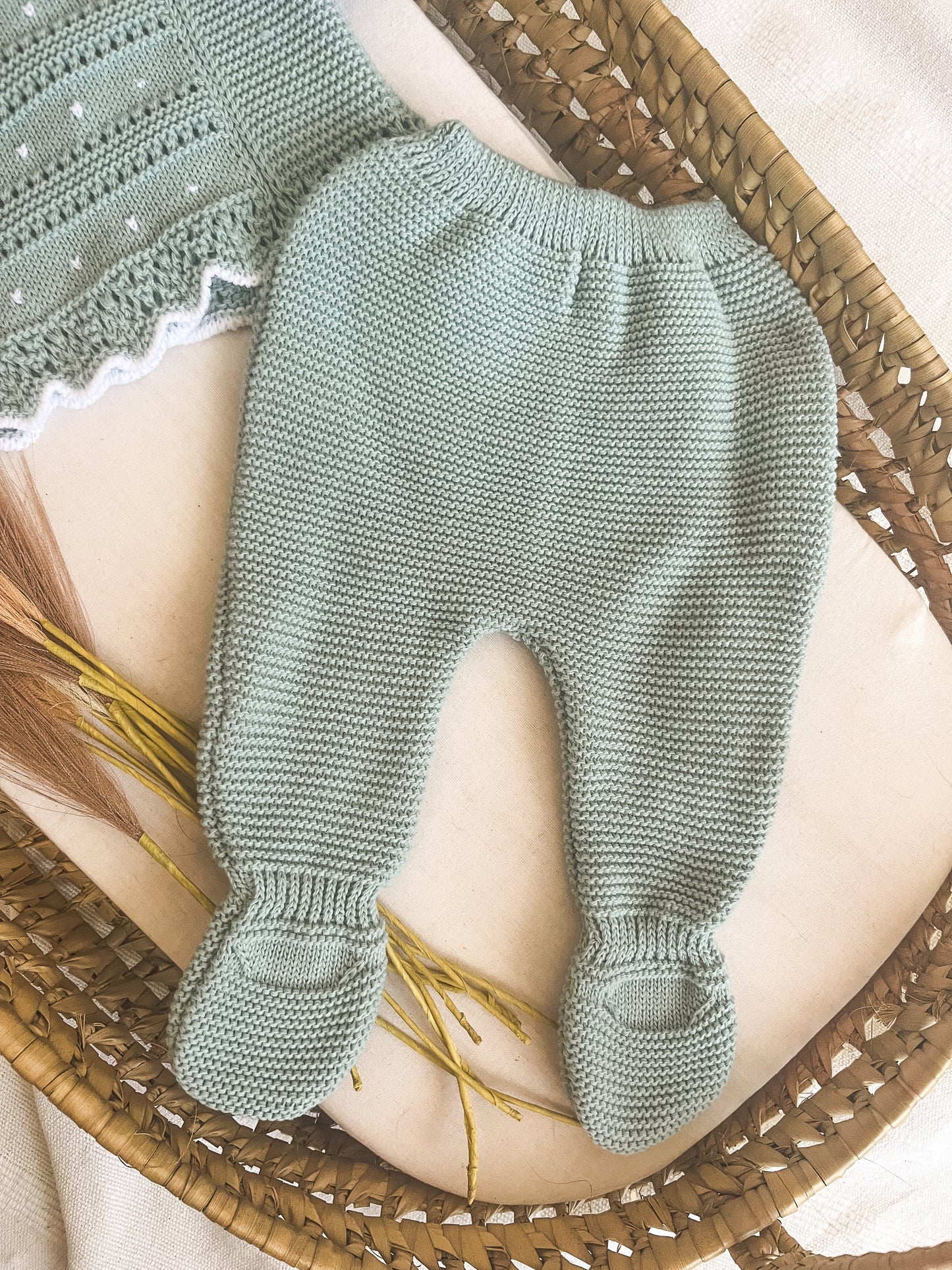 Conjunto de malha 3 peças bebé verde