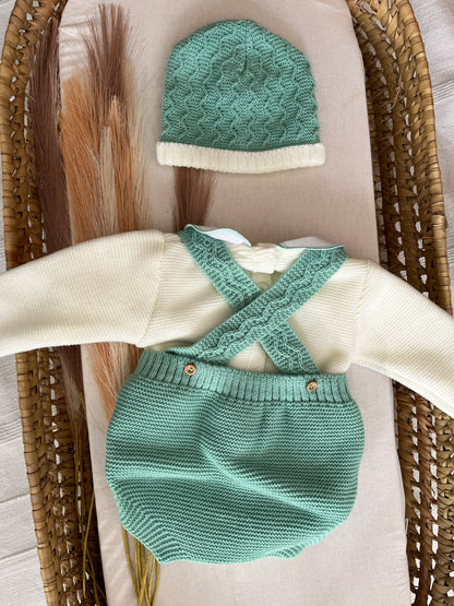 Conjunto de malha 3 peças bebé verde