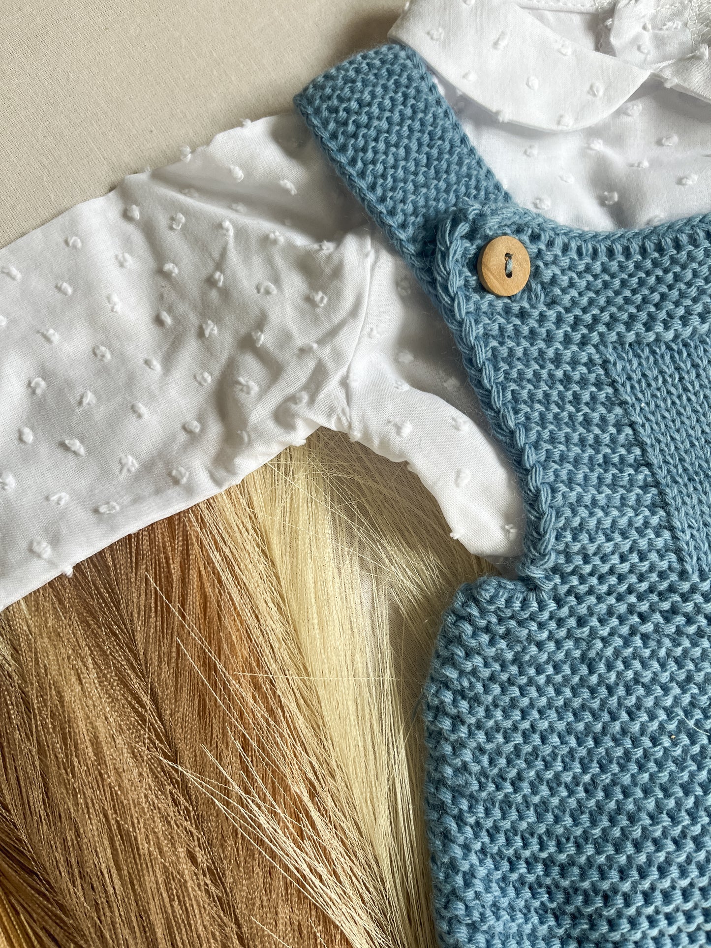 Conjunto de malha de 3 peças bebé azul