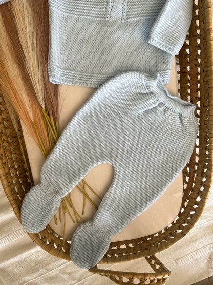 Conjunto de malha 3 peças bebé azul