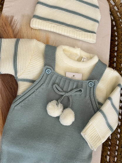 Conjunto de malha 3 peças bebé verde
