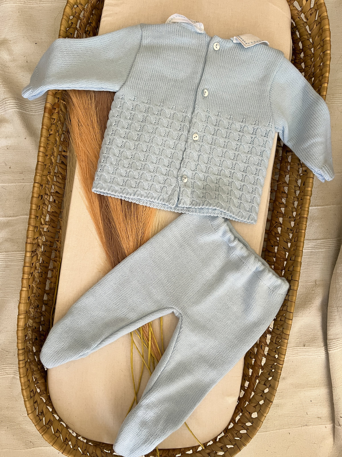 Conjunto de malha 2 peças bebé azul