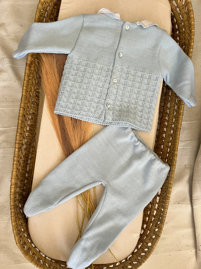 Conjunto de malha 2 peças bebé azul