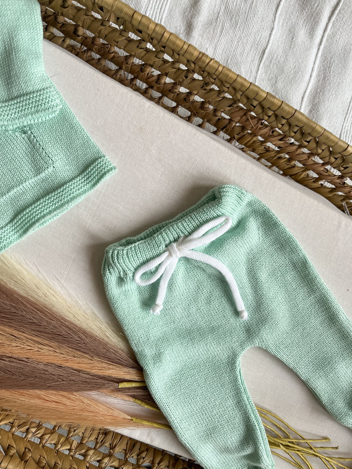 Conjunto de malha bebé 3 peças verde