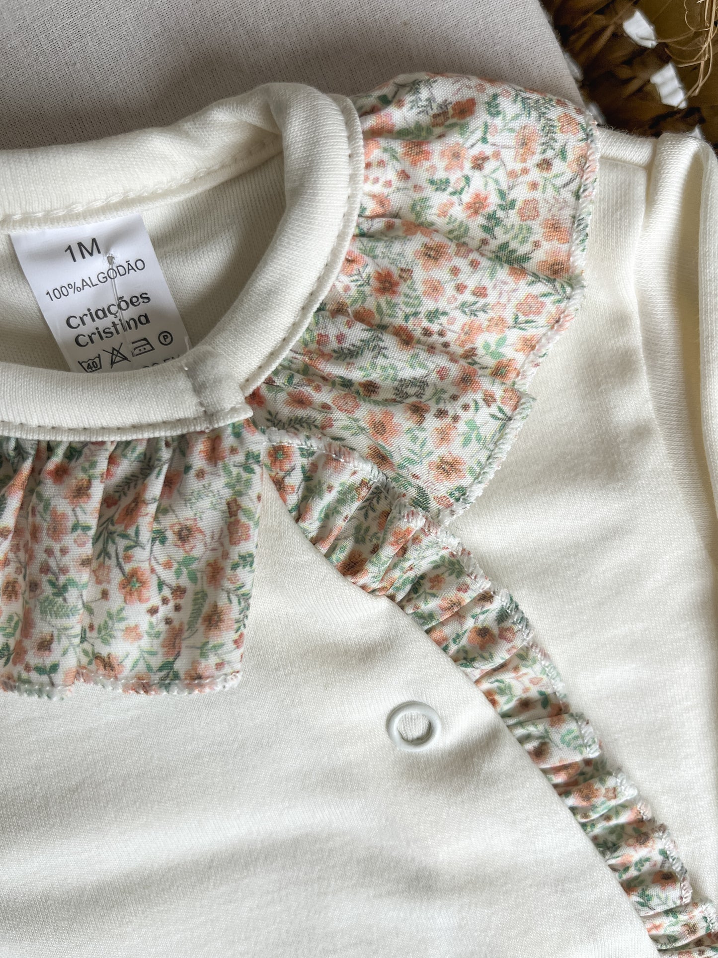Babygrow de algodão bebé pérola