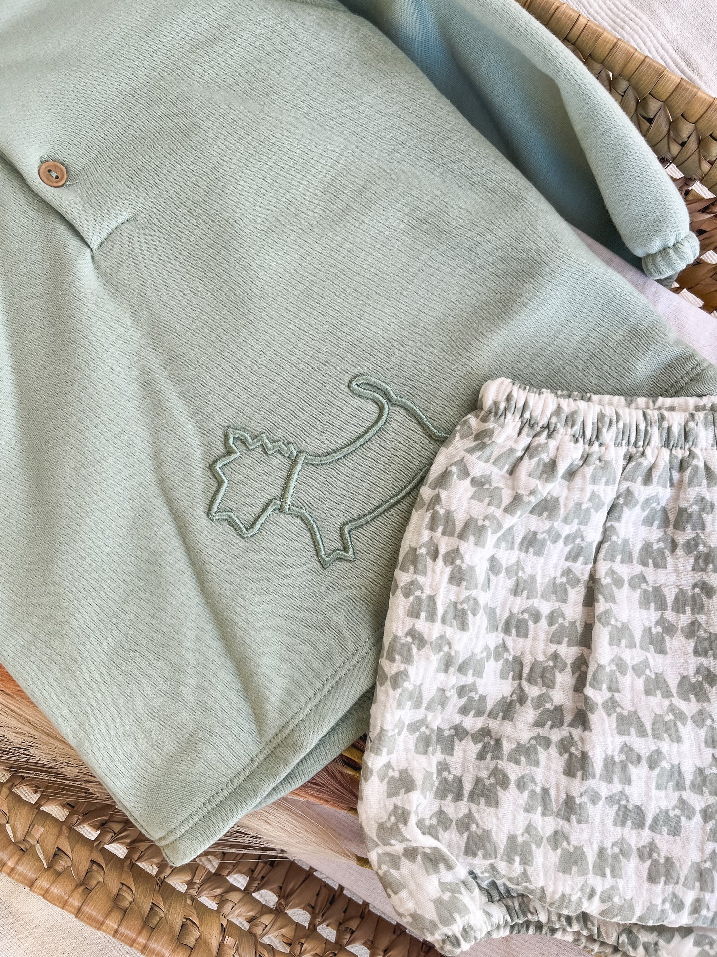 Conjunto sweat com calções bebé verde