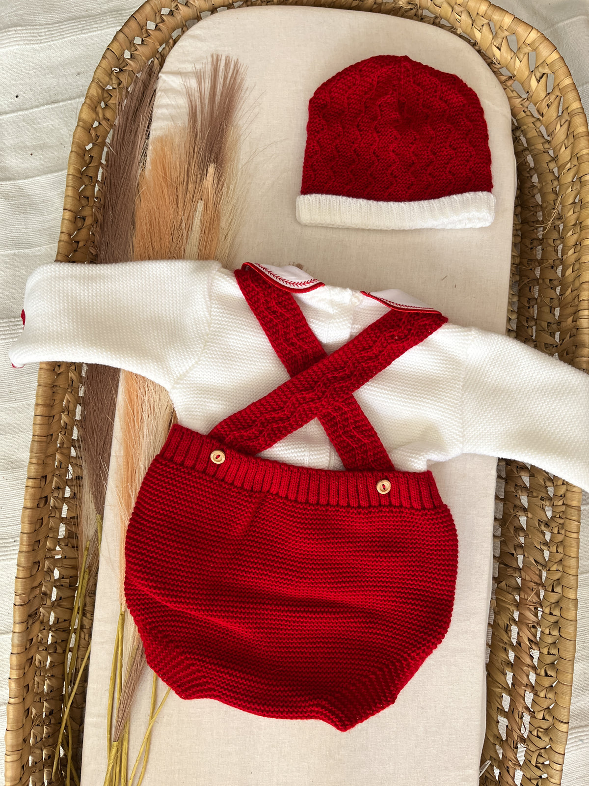 Conjunto de malha 3 peças bebé vermelho