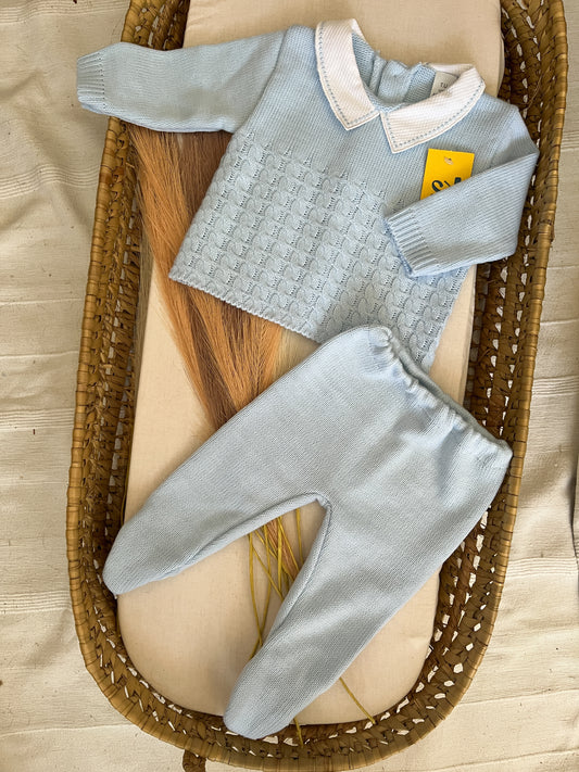 Conjunto de malha 2 peças bebé azul