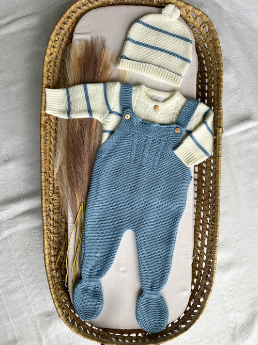 Conjunto de malha 3 peças bebé azul