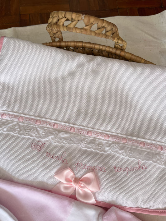 Conjunto primeira roupinha rosa 6 peças bebé