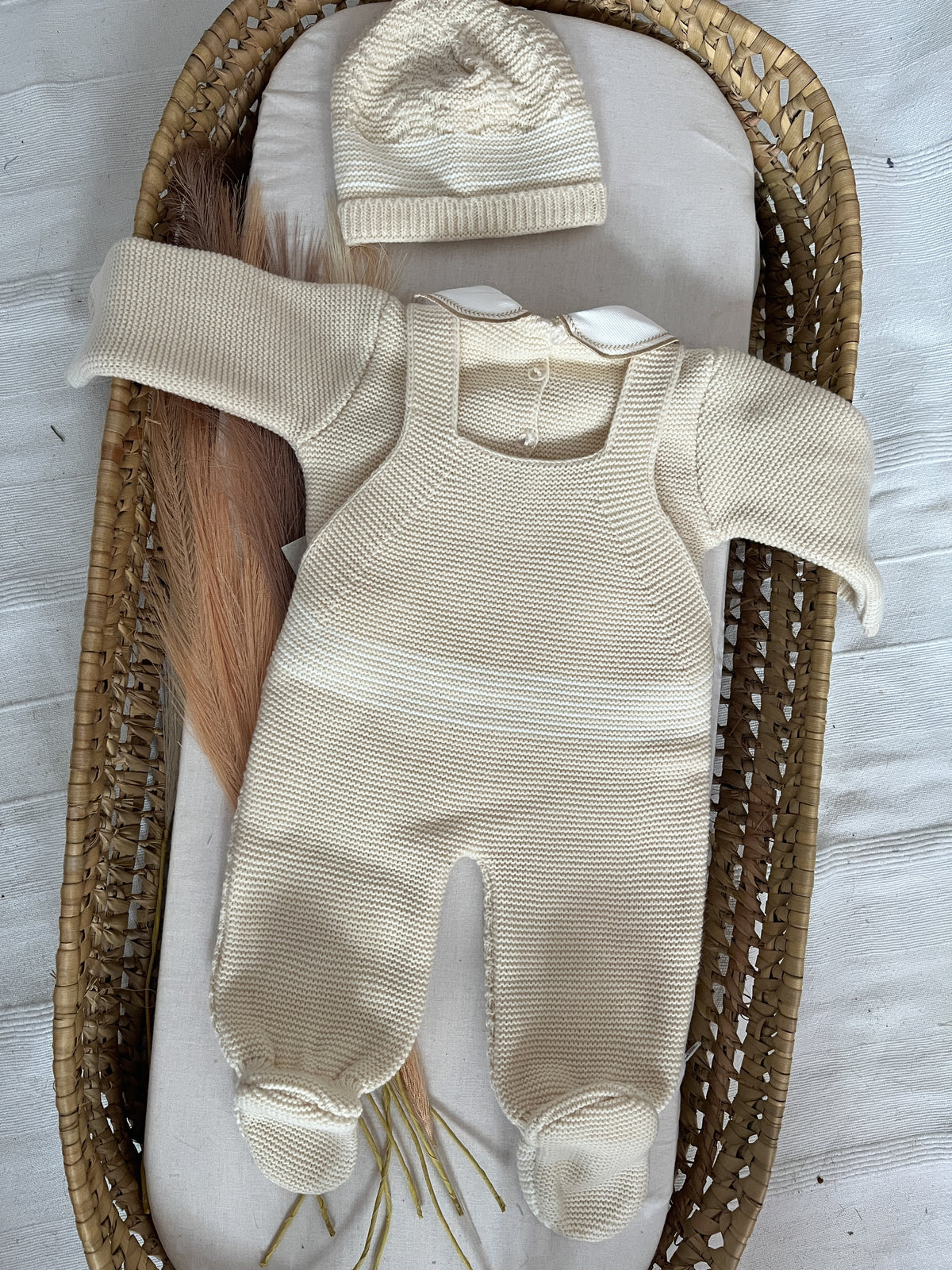 Conjunto de malha 3 peças bebé bege