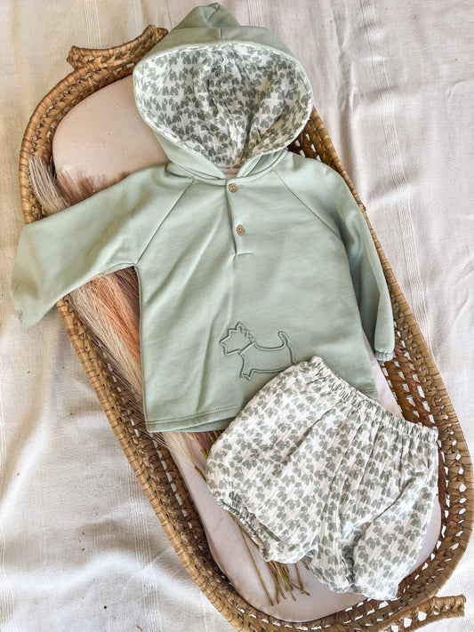 Conjunto sweat com calções bebé verde