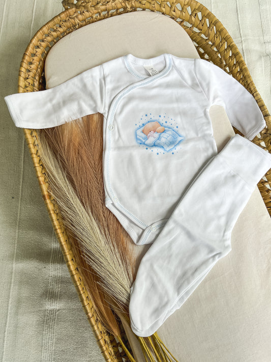 Conjunto interior body e calças bebé azul