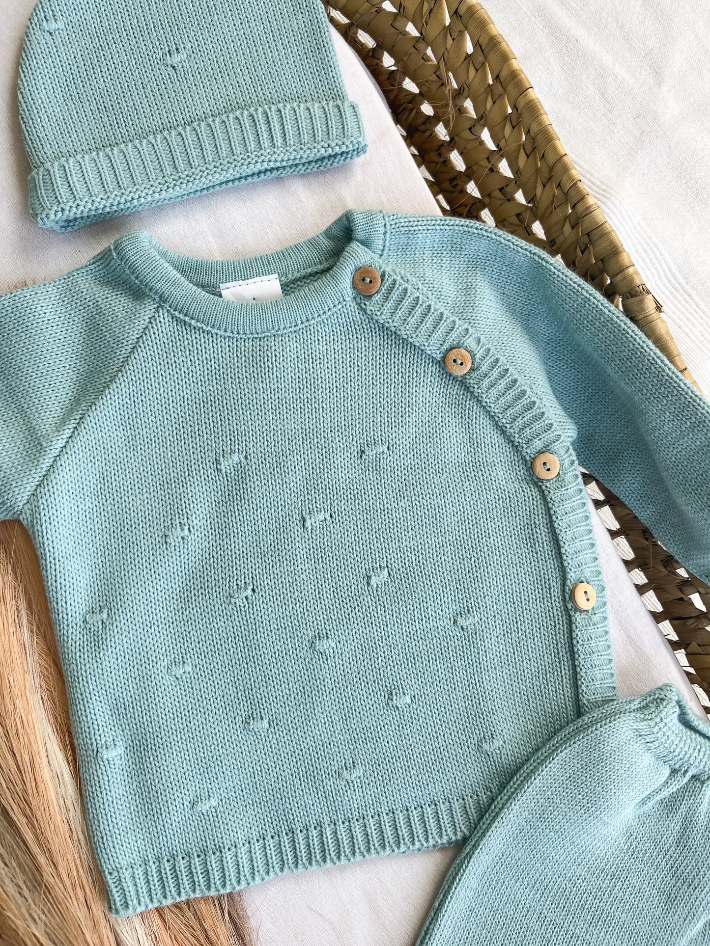 Conjunto de malha 3 peças bebé verde