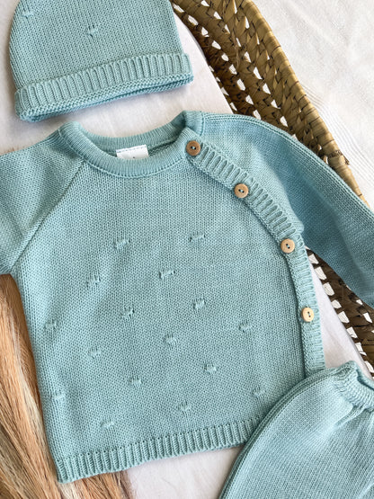 Conjunto de malha 3 peças bebé verde
