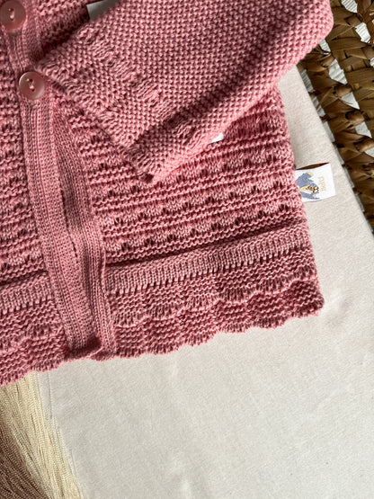 Casaco de malha rosa