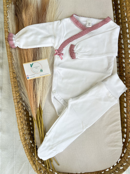 Conjunto interior body e calças bebé rosa velho
