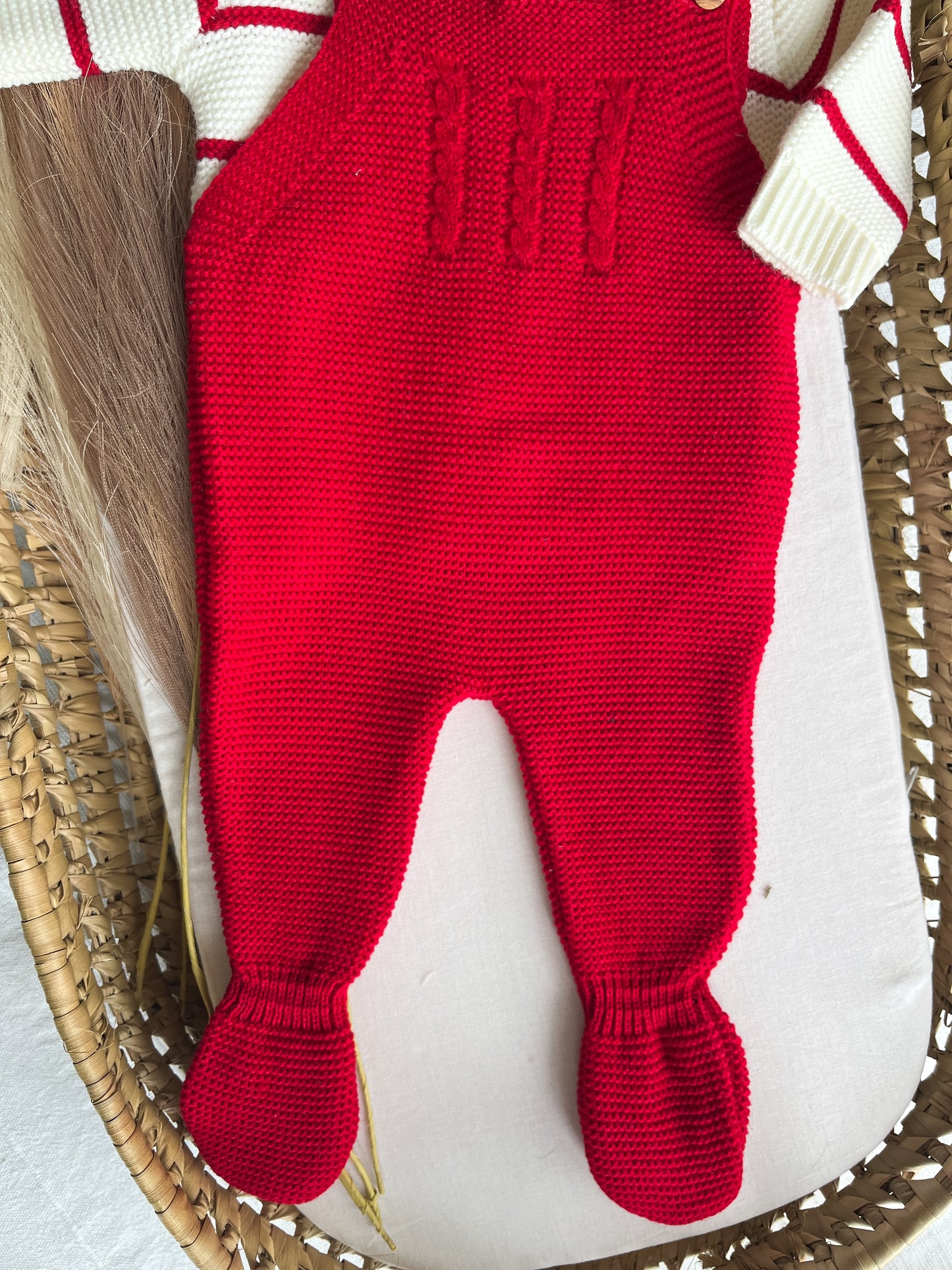 Conjunto de malha 3 peças bebé vermelho