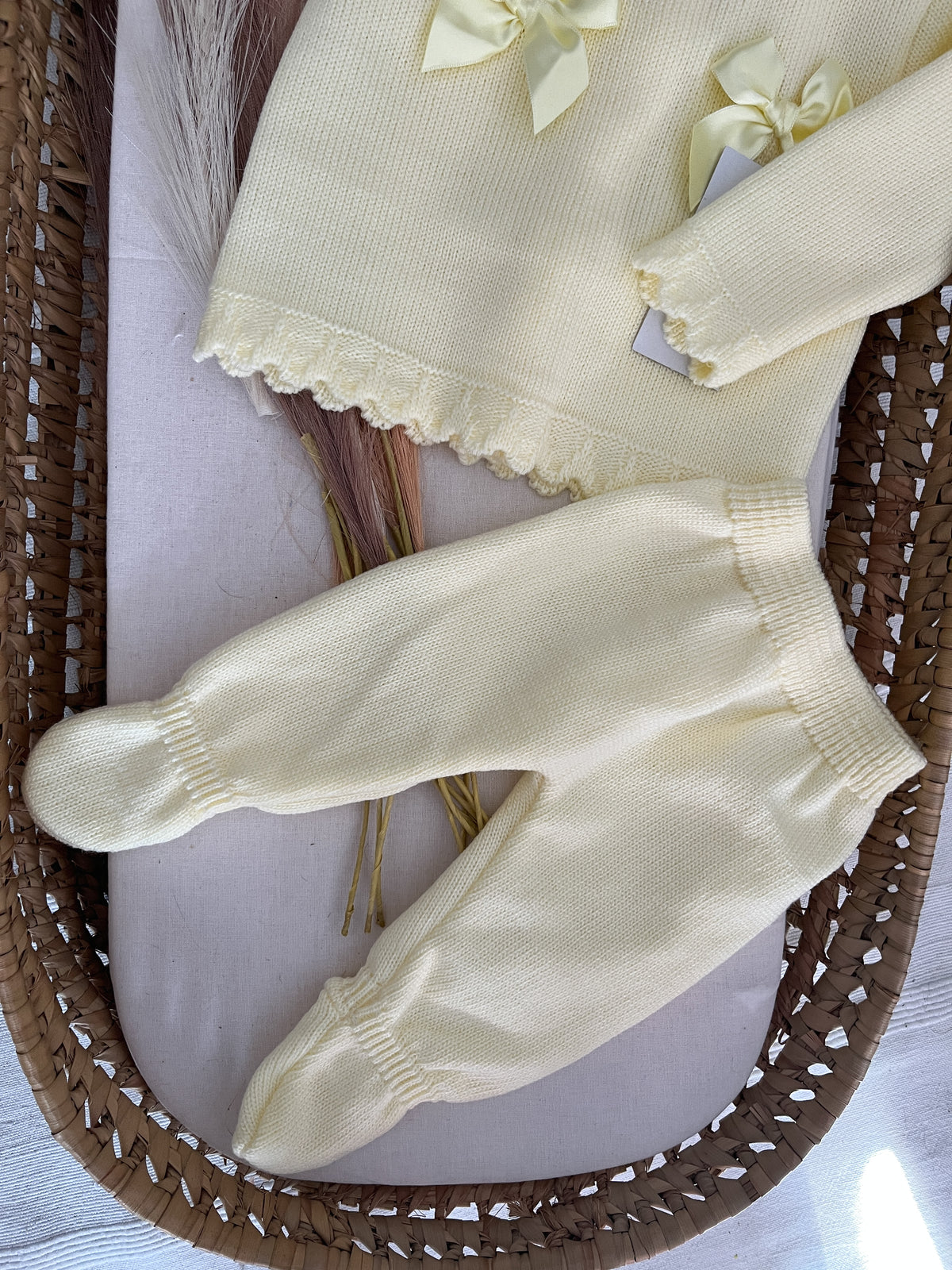 Conjunto de malha 3 peças bebé amarelo