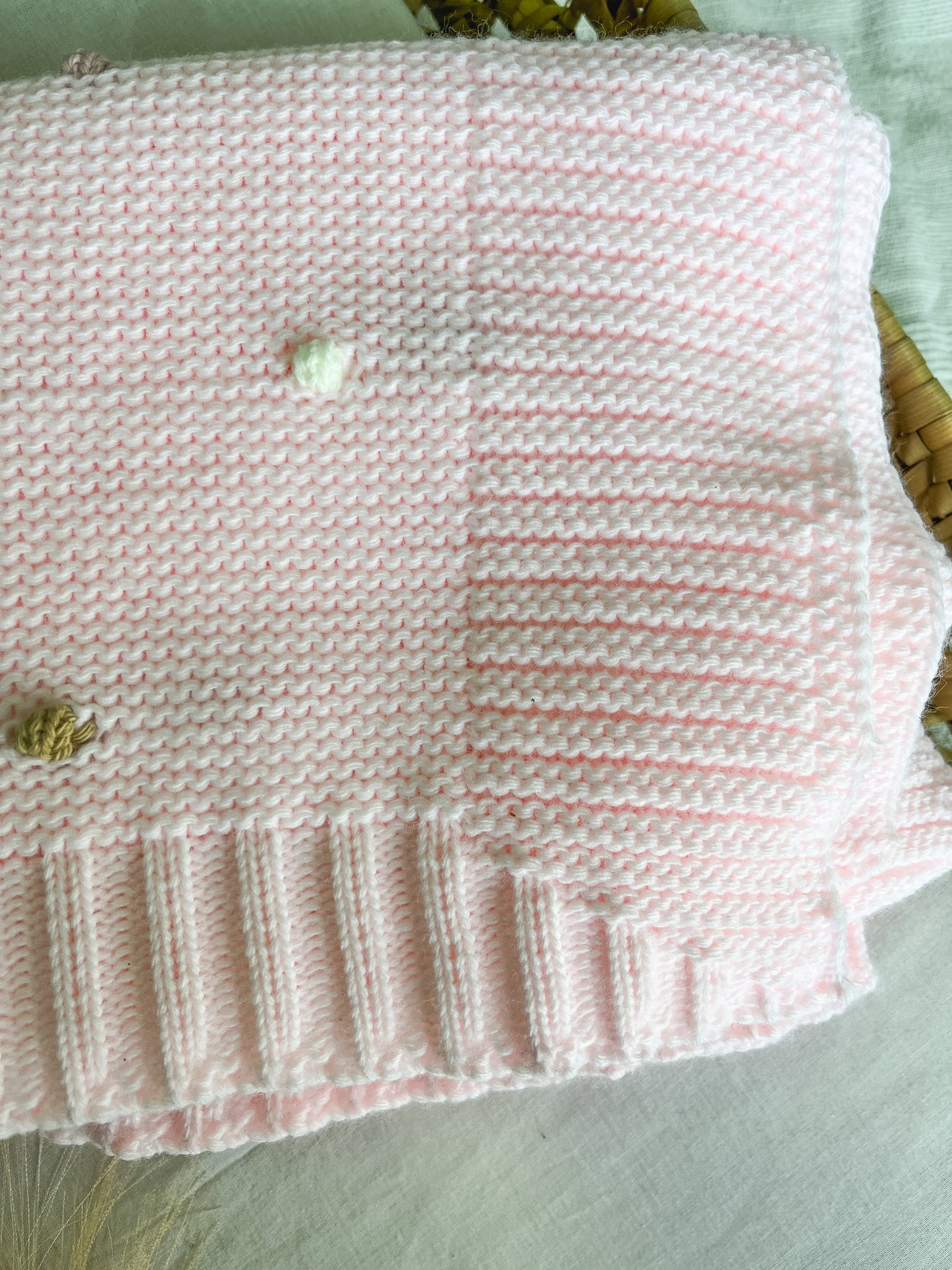 Manta de malha rosa para bebé personalizável com nome