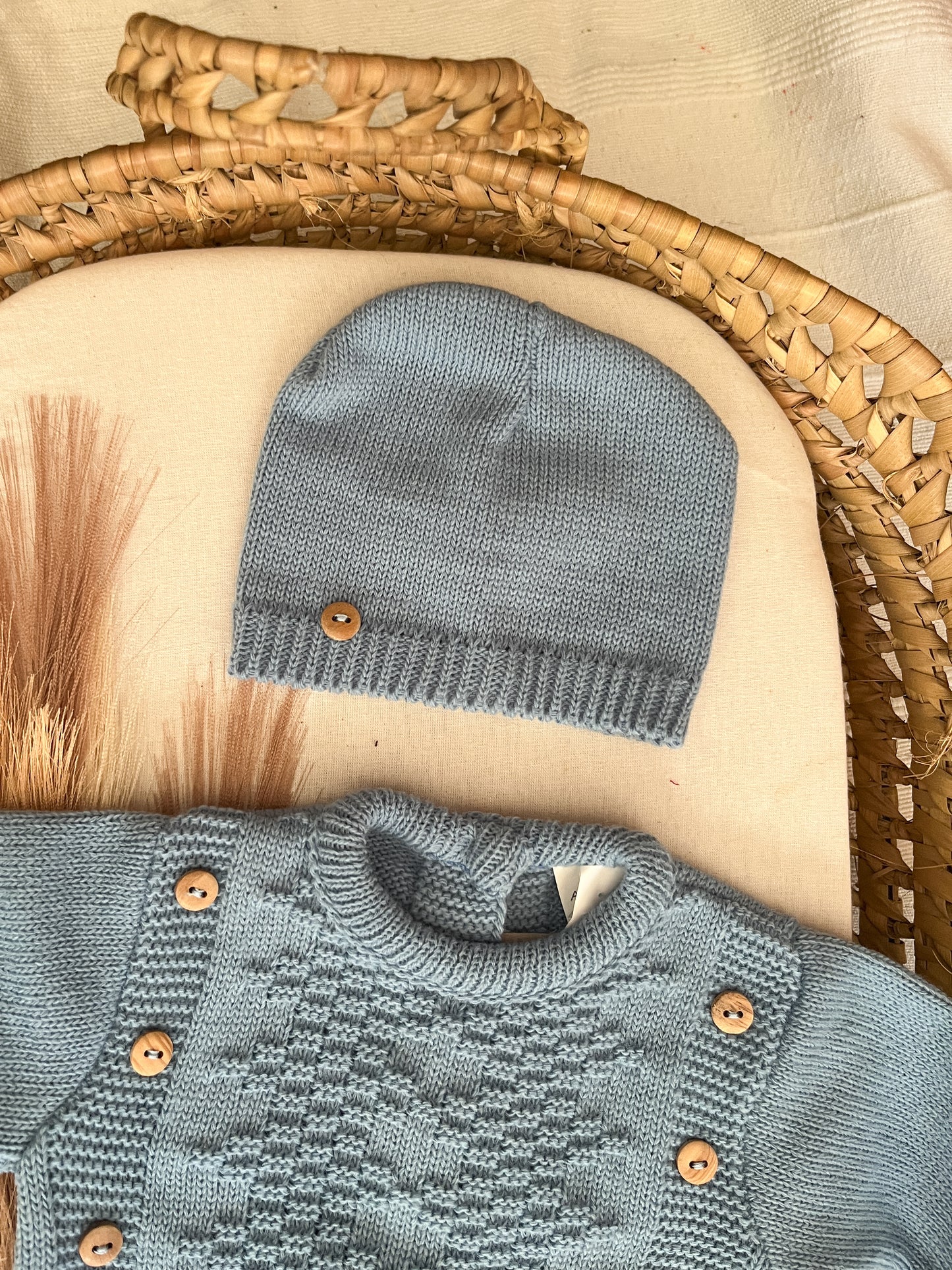 Conjunto de malha 3 peças bebé azul