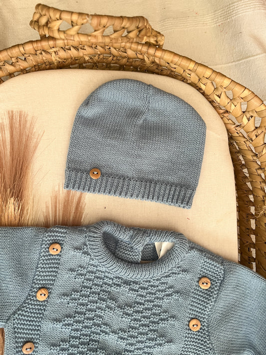 Conjunto de malha 3 peças bebé azul