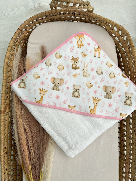 Toalha de banho bebé rosa