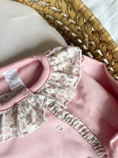 Babygrow de algodão bebé rosa