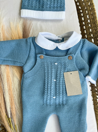 Conjunto de malha 3 peças bebé azul