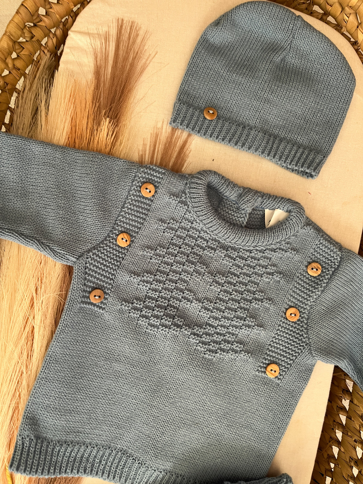 Conjunto de malha 3 peças bebé azul