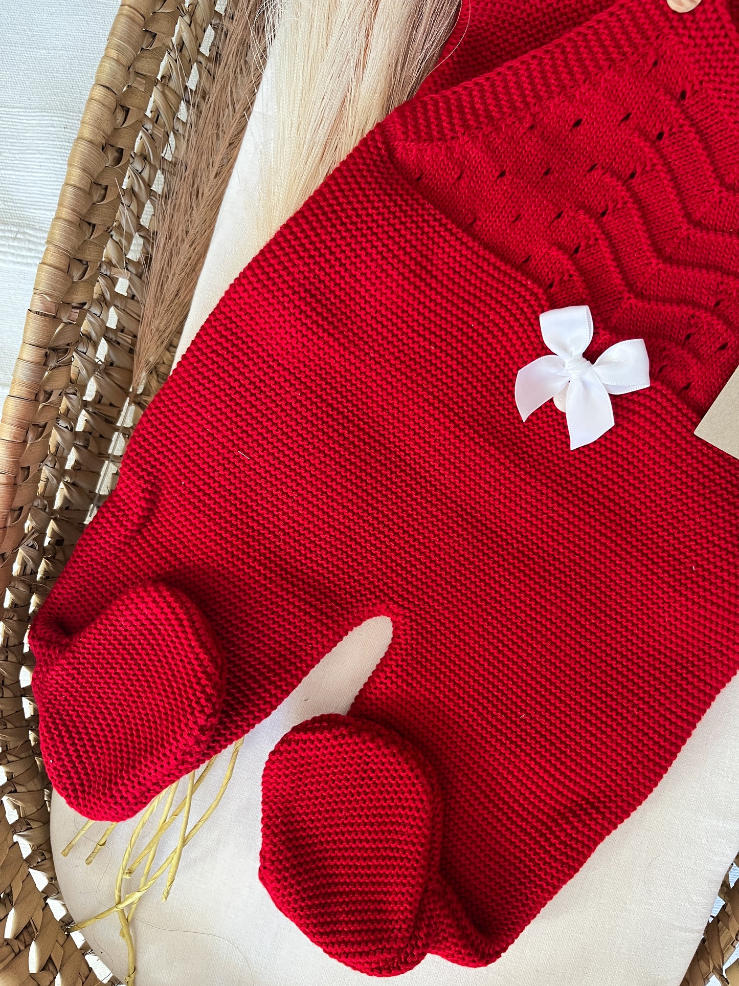 Conjunto de malha 3 peças bebé vermelho