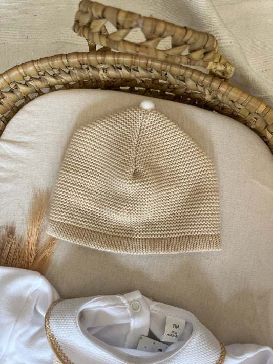 Conjunto de malha 3 peças bebé bege