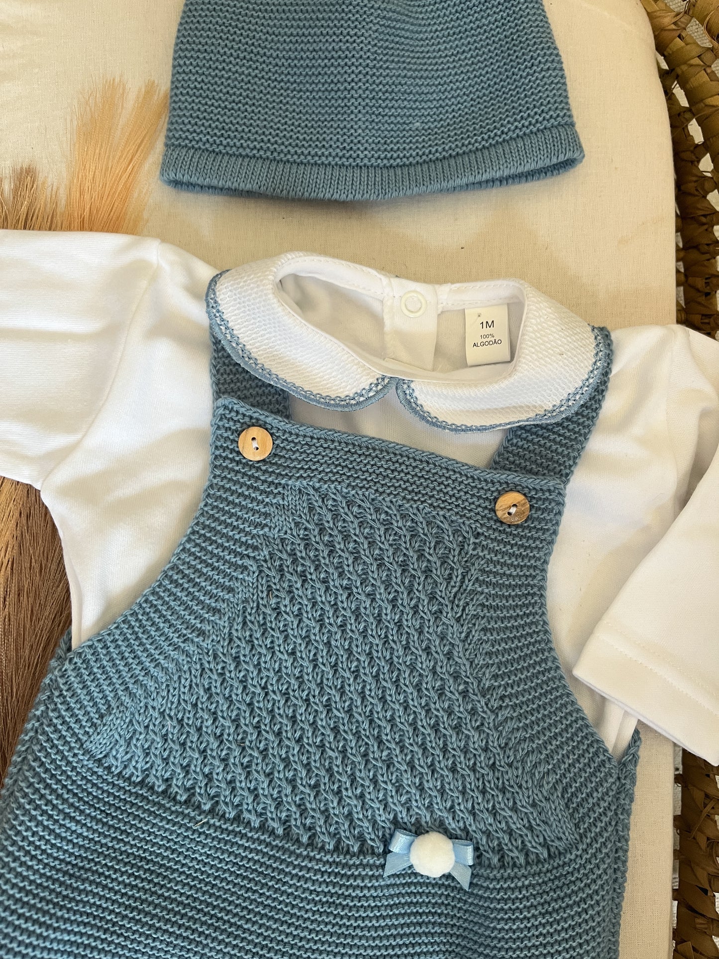 Conjunto de malha 3 peças bebé azul