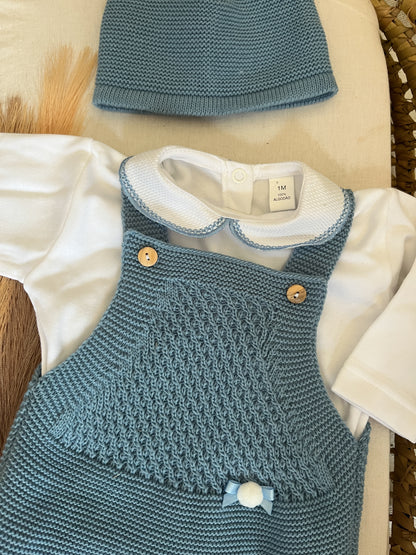 Conjunto de malha 3 peças bebé azul